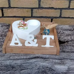 Hot Hochzeitsgeschenk Teelichthalter Herz mit Buchstaben aus Raysin Hochzeitsdeko