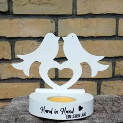 Best Hochzeitsgeschenk Teelichthalter mit Hochzeitstauben aus Raysin Hochzeitsdeko