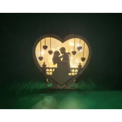 Sale Hochzeitsherz beleuchtet, mit der Silhouette eines Brautpaar, personalisierbar mit Namen und Daten Geschenkverpackungen