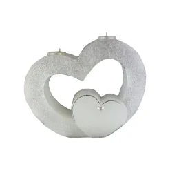 Clearance Hochzeitskerze 2 Dochte - Doppelherz mit zwei Teelichten, Traukerze, Außergewöhnliche Hochzeitskerze, 2 Dochtkerze Hochzeitskerzen