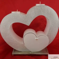 Clearance Hochzeitskerze 2 Dochte - Doppelherz mit zwei Teelichten, Traukerze, Außergewöhnliche Hochzeitskerze, 2 Dochtkerze Hochzeitskerzen