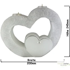 Clearance Hochzeitskerze 2 Dochte - Doppelherz mit zwei Teelichten, Traukerze, Außergewöhnliche Hochzeitskerze, 2 Dochtkerze Hochzeitskerzen
