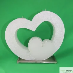 Clearance Hochzeitskerze 2 Dochte - Doppelherz mit zwei Teelichten, Traukerze, Außergewöhnliche Hochzeitskerze, 2 Dochtkerze Hochzeitskerzen