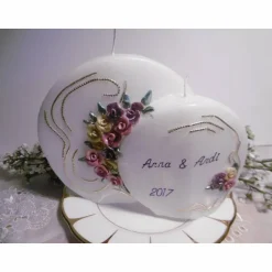 Hochzeitskerzen|Rosis-KerzenKunst & mehr HOCHZEITSKERZE * Doppel-Discus * mit handgeformten Wachsrosen