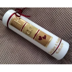 Hochzeitskerze - Hochzeitskerze Vintage- Kerze - inkl. Wachsbeschriftung - Wachsverzierungen - keine Folie Hochzeitskerzen
