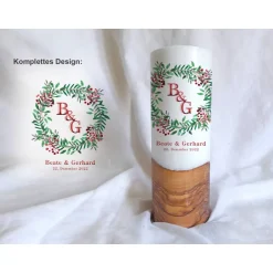 Hochzeitskerzen|Das Moment Hochzeitskerze Design Christmas Wreath - Holzkerze