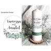 Best Hochzeitskerze Design Eukalyptus unten - Stumpenkerze Hochzeitskerzen