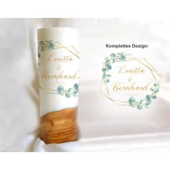 Clearance Hochzeitskerze Design Eukalyptus Gold - Holzkerze Hochzeitskerzen