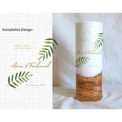 Outlet Hochzeitskerze Design Farn - Holzkerze Hochzeitskerzen