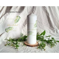 New Hochzeitskerze Design Farn - Stumpenkerze Hochzeitskerzen