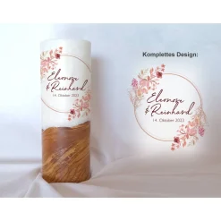 Hot Hochzeitskerze Design Rosarot - Holzkerze Hochzeitskerzen