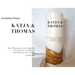 Hochzeitskerzen|Das Moment Hochzeitskerze Design Typography - Holzkerze