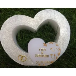 Hochzeitskerzen|Babyprince Hochzeitskerze Doppelherz mit Teelichteinsatz