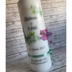 Hochzeitskerzen|Verenas Farbklecks Hochzeitskerze Eukalyptus