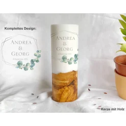 Clearance Hochzeitskerze Eukalyptus I - Holzkerze Hochzeitskerzen