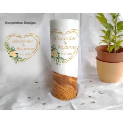 Hot Hochzeitskerze Geometric Hearts - Holzkerze Hochzeitskerzen