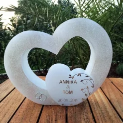 Hochzeitskerzen|Babyprince Hochzeitskerze, Hochzeitkerze Doppelherz, mit Teelichteinsatz, Hochzeit, Vermählung, Verlobung, inkl. Beschriftung, Farb