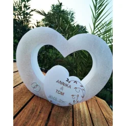 Hochzeitskerzen|Babyprince Hochzeitskerze, Hochzeitkerze Doppelherz, mit Teelichteinsatz, Hochzeit, Vermählung, Verlobung, inkl. Beschriftung, Farb