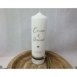 Hochzeitskerzen|CreativAnita Hochzeitskerze in olivfarben - Grüntöne - Personalisiert