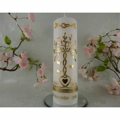 New Hochzeitskerze Lebensbaum - Hochzeit - Hochzeitskerze - Hochzeitskerze Baum - Hochzeit Dekoration - Hochzeit Geschenk - gold - mit Name Datum 250/70 mm Original Design HKR100 Hochzeitskerzen