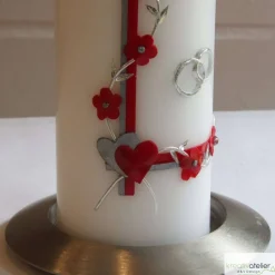 Hot Hochzeitskerze mit Blumenranke, rot und silber, personalisierbar, ideale Hochzeitsdeko und Geschenk Hochzeitskerzen