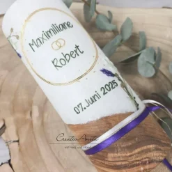 Best Hochzeitskerze mit echtem Holz mit/ohne Teelichteinsatz -Lavendel- Hochzeitskerzen
