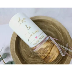 Hochzeitskerzen|CreativAnita Hochzeitskerze mit echtem Holz mit/ohne Teelichteinsatz, GOLD - ALTROSA