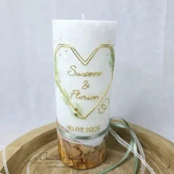 Clearance Hochzeitskerze mit echtem Holz und Teelichteinsatz, Geometric Heart Hochzeitskerzen