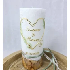 Clearance Hochzeitskerze mit echtem Holz und Teelichteinsatz, Geometric Heart Hochzeitskerzen