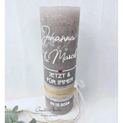 New Hochzeitskerze mit/ohne Teelichteinsatz in taupe-beere HERZERL - Personalisiert Hochzeitskerzen