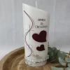 Outlet Hochzeitskerze Perlmutt geriffelt - Ellipse abgeschrägt mit Herzen - dunkles BORDEAUX - Silber Hochzeitskerzen