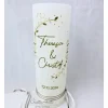 Hochzeitskerzen|CreativAnita Hochzeitskerze Rustik weiß XXL mit Teelichteinsatz - Blätterranken olive-eukalyphtus