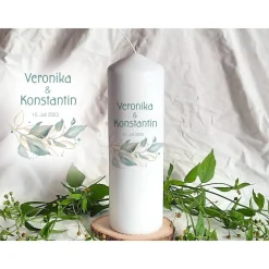 Best Hochzeitskerze Salbei II - Stumpenkerze Hochzeitskerzen