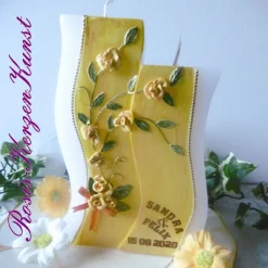 Outlet HOCHZEITSKERZE *YELLOW ROSES* Wachsrosen * Doppelwelle * 2-Docht-Kerze * Hochzeit * Hochzeitsgeschenk * Hochzeitsdeko * Hochzeitskerzen