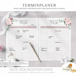 Hochzeitsalben|CreativeRobin HOCHZEITSPLANER zum Ausdrucken |  Hochzeitsplanung DIY  oder Planer für die Trauzeugin | DIN A4 | 130 Seiten