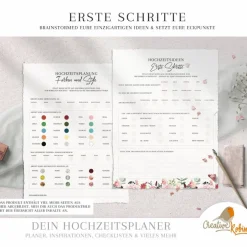 Hochzeitsalben|CreativeRobin HOCHZEITSPLANER zum Ausdrucken |  Hochzeitsplanung DIY  oder Planer für die Trauzeugin | DIN A4 | 130 Seiten