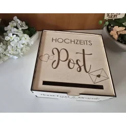 Danksagungskarten|Leila - mit Liebe gemacht "Hochzeitspost" personalisierte Kartenbox aus Holz