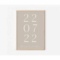 Outlet Hochzeitsposter Datum & Name beige - Paarposter Geschenk Hochzeit - Jahrestag Geschenk Hochzeitsgeschenk personalisiert Hochzeitsgeschenke