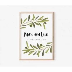 Discount Hochzeitsposter Olivenzweige Geschenk Hochzeit Poster Hochzeit - Hochzeitsgeschenk personalisiert - Hochzeitstag Geschen Hochzeitsgeschenke
