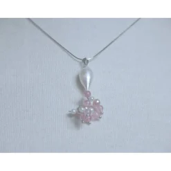 Online Hochzeitsschmuckset aus echten Süßwasser-Perlen & 750 Weißgold – Ohrringe & Anhänger mit Rosenquarz Brautschmuck
