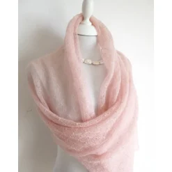 New Hochzeitsstola in blush-rose mit Gold-Lurex, gestrickter Brautschal aus Mohair, zartes Tuch für Vermählung Brautstolen & -Boleros