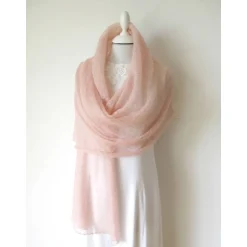 New Hochzeitsstola in blush-rose mit Gold-Lurex, gestrickter Brautschal aus Mohair, zartes Tuch für Vermählung Brautstolen & -Boleros