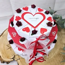Outlet Hochzeitstorte Geldgeschenk 3-stöckig ROT-WEISS Geldgeschenke
