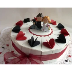Discount Hochzeitstorte/Schachteltorte/Geldgeschenk mit 23cm Ø, in weiß/rot/schwarz Geldgeschenke