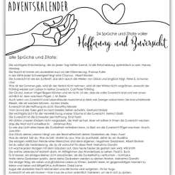 Outlet HOFFNUNG und ZUVERSICHT Adventskalender mit 24 stimmungsvollen Zitaten und Sprüchen, digital oder gedruckt Adventskalender