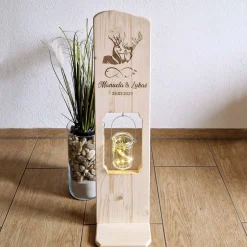 Hochzeitsgeschenke|GravierWerkstatt Holz Deko Schild | Hochzeitsgeschenk Personalisiert Holzschild mit Hirschen