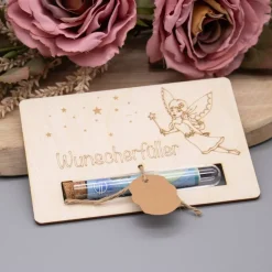 Clearance Holz Geschenkkarte -  Geldgeschenk Wunscherfüller - Zauberer oder Fee Geldgeschenke