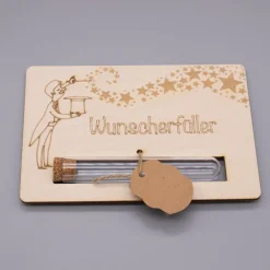 Clearance Holz Geschenkkarte -  Geldgeschenk Wunscherfüller - Zauberer oder Fee Geldgeschenke