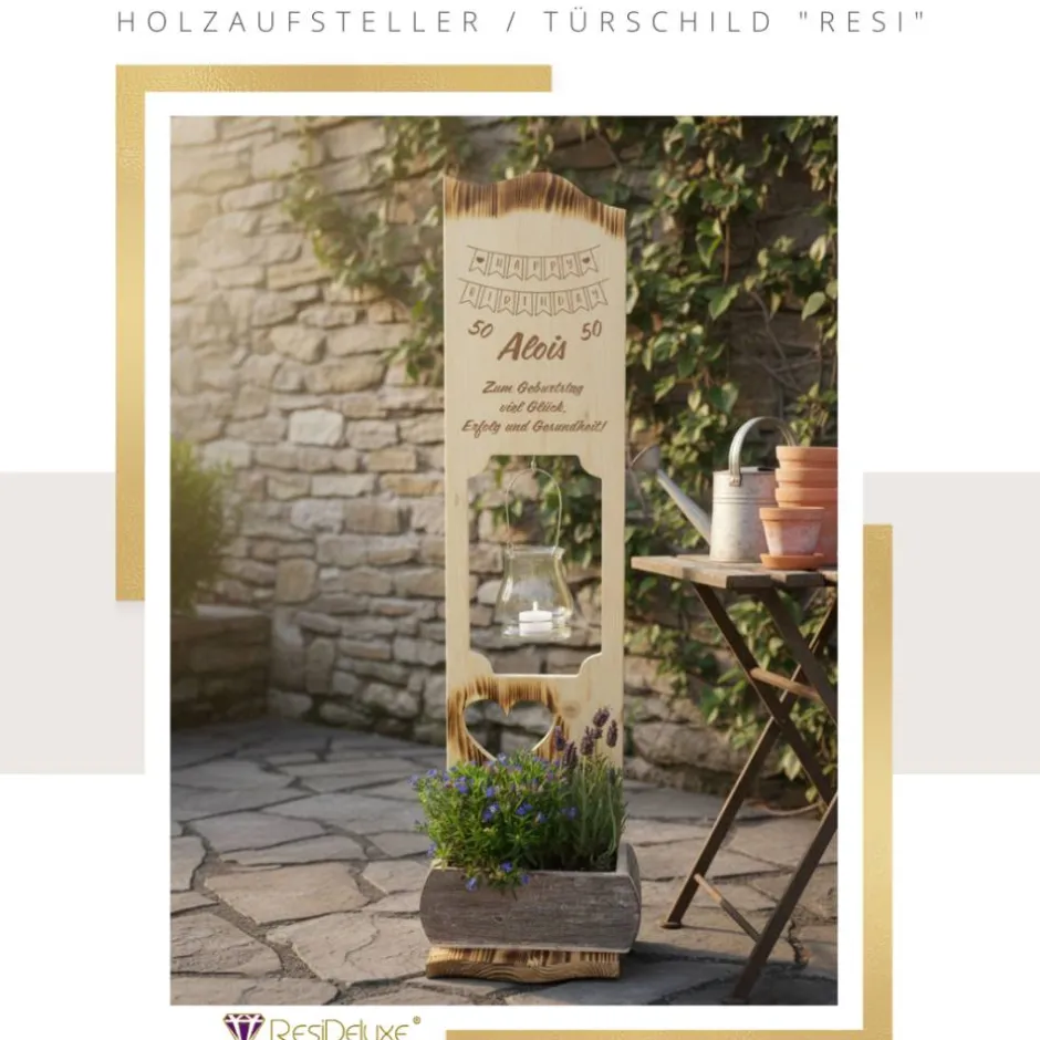 Best Holzaufsteller "Geburtstag 1" Türschild Holzschild Hochzeitsgeschenk Hochzeit Personalisiert Hochzeitsgeschenke