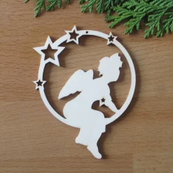 Baumschmuck|holzmeile Holz-Baumhänger Engel Leon im Sternenkreis aus Holz